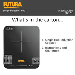 Hawkins Futura Single Induction Hob, 2000-W Cooktop with 20 Power Settings, Precise Time Setting Intervals, Child Lock, Black (FIC1A1)