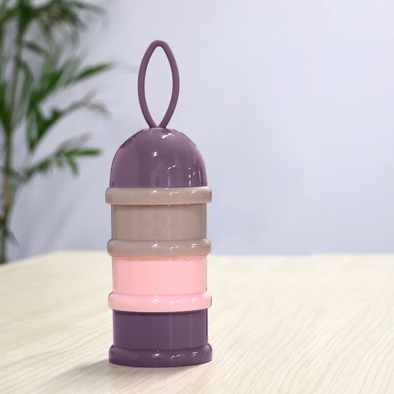 SYGA 3 Layer Cute Bear Portable Baby Food Milk Powder Storage Box Bottle Container_Purple (Design May Very)