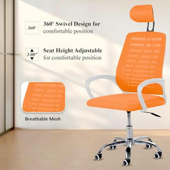 Casa Copenhagen Mesh Mid Back Office/Study/Computer/Revolving/Desk Chair for Work from Home -Metal Base, Height Adjustable Seat - Grey Milange & Black Handle