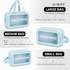 LUMONY® Makeup Pouch Bag Leather Large Capacity Travel Toiletries Organizer Cosmetic Bag with Handle and Divider Multifunctional Makeup Bag for Easy Access Waterproof (Brown)