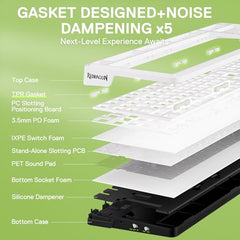 Redragon K686 PRO 98 Keys Wireless Gasket RGB Gaming Keyboard, 3-Mode PBT Mechanical Keyboard w/Hot-Swap South-Facing RGB Socket, Dedicated Knob Control & 5-Layer Noise Dampening, Gradient PBT Keycaps