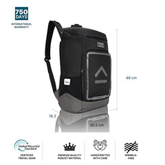 uppercase 23L Tall Boy Laptop Backpack| up to 15'' | 3x More Water Resistant Sustainable Office Bag | College Bag/Travel Bag for Men & Women | 750 Days Warranty (Black)