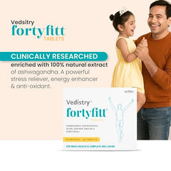 Vedistry Fortyfitt Tablets with Ashwagandha, Amalaki, Arjuna, Brahmi, Guduchi & Gokshur | Ayurvedic Support Boosts Energy, Stamina, and Immunity for Men Above 40 Years | Supports Hormonal Balance, Stress Relief, Heart Health & Metabolism – 60 Tabs…