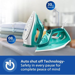 Philips Speed Pro DST3030/70 Steam iron, Green | 2400W, 40g/min Steam, 180g Steam Boost Ceramic Soleplate, Auto Shut-off, Drip Stop Technology, Large 300ml Water Tank
