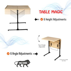 TABLE MAGIC 2.0 Double-Top Multipurpose Laptop Table Mat Finish| Height Adjustable, Foldable, Portable | Work-from-Home Lap Desk (Midnight Black)