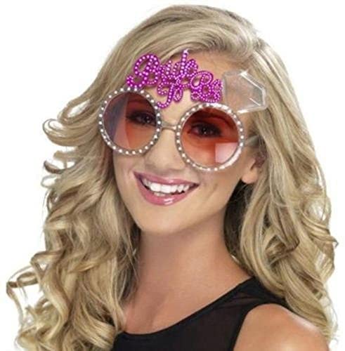 SYGA Fancy Dress Hen Party Bride to Be Sunglasses Glasses Hen Night Do Accessories Gift for the Bride Her Pink Transparent Diamantes for Hen Night Girls Night Out Party Wedding Decorations
