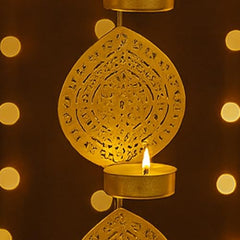 CraftVatika Tealight Candle Holder,Festiv Diwali Decor Items, Wall Mounted Hanging Iron Leaf Design Tealight Candle Holder Stand Frame for Home Christmas Diwali Decoration Items, Wall Decor Items