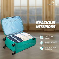 Aristocrat Duralite Set of 3 Soft Case (S+M+L) Trolley Bags, Red | 8-Wheels, Spacious, Zipper Expander, Front Pocket, Polyester Case, Combination Lock, Travel Luggage, 3-Year Global Warranty