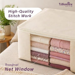 lifestice Cotton Clothes Storage Bags with Zipper|Cotton Canvas bags | Lehenga Storage Bags Big Size For Women's Dresses, Sarees, Lehengas (PACK OF 9)