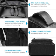Treggo Premium 30L Anti-Theft Faux Leather Laptop Backpack for Men & Women, Water Resistant Large Travel Daypack, College School Office Casual Backpack with Laptop Compartment