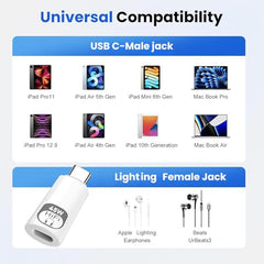 Verilux® Lighting to Type C Earphone Converter with Aluminum Alloy Housing