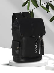 FUR JADEN 1 Compartment Vegan Leather Stylish Casual Laptop 22 Litre Backpack For Men Women College Office Professionals (Shades of Grey)
