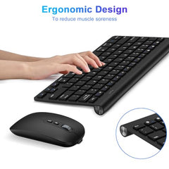 cimetech Mini Wireless Keyboard and Mouse, 2.4G Portable Slim Keyboard and Mouse Set with 12 Multimedia Shortcuts for Computer, PC, Laptop, Tablet, Desktop, Android SmartTV (Grey)