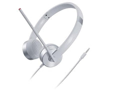 Lenovo 100 Stereo Analogue Wired On Ear Headphones with Mic, Memory-Foam earcups, 30 mm Driver | Computer/PC or Laptop Headphone (Cloud Grey)