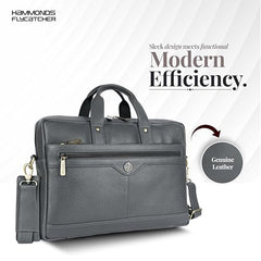 HAMMONDS FLYCATCHER Genuine Leather Office Bag for Men - 15.6 Inch Laptop Bag for Men, Adjustable Strap, Multi Compartments - Ideal for Office, Travel, Daily Use - 1 Year Warranty - Brown