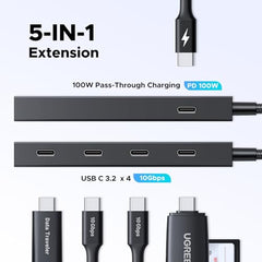 UGREEN USB C Hub with 4×USB C 3.2 Data and 100W PD Power Ports, 10Gbps