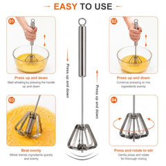 PEDRO Stainless Steel Hand Blender, Mathani, Lassi Maker, Butter Milk Churner & Egg Beater for Kitchen (Silver).