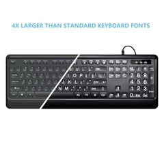 KOPJIPPOM Quiet USB Wired Computer Keyboard, Full Size with White Illuminated LED, Compatible for Windows, Mac OS Desktop, Laptop, PC, Gaming