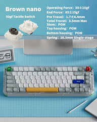 nuphy Kick75 Wireless Low Profile Mechanical Keyboard with Volume Knob,75% Hot Swappable Custom Keyboard,80 Keys RGB Backlit with PBT Keycaps,BT/2.4G/USB-C (Brown Nano Switch)