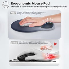 TECPHILE Mouse Pad Wrist Support with Massage Design, Ergonomic Dog Paw Mouse Mat, Pain Relief Memory Foam, Anti-Slip PU Base, Cushion Mousepad Wrist Rest for Gaming, Home, Office, Laptop, Computer