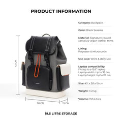 MOKOBARA Teriyaki 19 5L Laptop Backpack 15.6 Inch Canvas Daypack Black | Storage Secure Drawstring Premium Ergonomic Straps Luggage Sleeve For Men Women College Nylon Padded Durable Lightweight