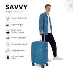 KAMILIANT by American Tourister Savvy|Trolley Bag Set of 3 (55+70+80 cms) for Travel| Hard Case Polypropylene (PP) Suitcase|360° 8-Wheel Spinner Luggage Trolley|Combination Lock|Sea Blue
