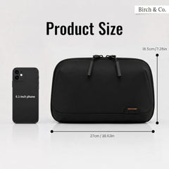 Birch & Co. Travel Organizer Pouch - Gadgets, Cable and Travel Accessories Organisers with Multiple Compartments, Zipper Pocket, Pen Holders, Water-Resistant Accessory Case for Cables, Grey