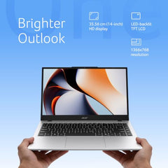 Acer Smartchoice Aspire One, AMD Ryzen 5-40,Office 2024 + M365 Basic, 8GB LPDDR5 RAM/ 512GB SSD, 14.0"/35.56cm WXGA Display, Win 11 Home, Pure Silver, 1.48KG, A114-43, Thin and Light Laptop