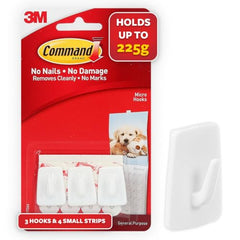 Command Plastic Micro Hooks, White, 3-Hook, 10-Pack