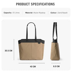 DailyObjects Recycled PET Dual Color Key Tote Bag For Women & Girls | Stylish Ladies Purse for Everyday Essentials | Fits any Laptop Upto 15.6 Inch | Padded Laptop Compartment - (Charcoal-Kelp)