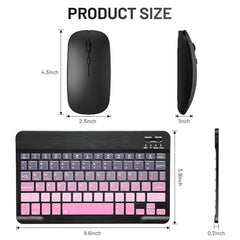 Bluetooth Keyboard and Mouse Combo Rechargeable Portable Wireless Keyboard Mouse Set for Apple iPad iPhone iOS 13 and Above Samsung Tablet Phone Smartphone Android Windows (Gradient White Purple)