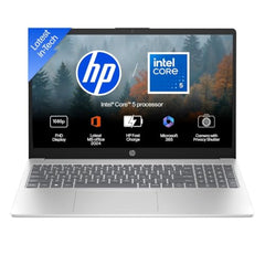 HP 15 (i5 14th Gen), Intel Core 5-120U, 16GB RAM, 512GB SSD, FHD, Anti-Glare, 15.6''/39.6cm, Win11, M365 Basic(1yr), Office24, Silver,1.59kg, fd0664TU, FHD Camera w/Shutter, Backlit Laptop