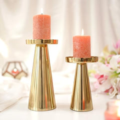 Behoma Handcrafted Golden Tea Light Candle Holders Set of 2 | Premium Metal & Glass Candle Stand | Centerpiece for Living Room, Coffee Tables & Home Decor Gift (Candles Not Included)