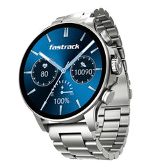 Fastrack MYND 1.93” AMOLED Display Smart Watch for Men & Women with AI Watch Faces,AI Chat,Offline Voice Commands,Curved Metallic Design,Functional Crown,BT Calling, Health Suite,100+ multisport modes