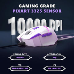 EvoFox Performance Series Banshee Rechargeable Wireless Gaming Mouse (2.4G+BT+Wired), Hyper Connect-Pixart3325 Sensor, Upto 1000Hz Polling Rate & 10000DPI,8 Programmable Buttons,Comprehensive Software