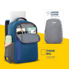 American Tourister Martt+ 01 | 28L Backpack | 17" Laptop Bag | 3.5 Compartments | Office & College Backpack for Men and Women | Rain Cover Included | Grey | 1 Year Global Warranty