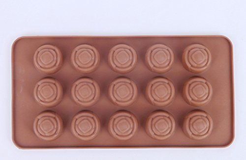 SYGA Silicone Rose Flowers Shape Chocolate Jelly Candy Mold, Cake Baking Mold, 15-Cavity Bakeware Mould, Brown