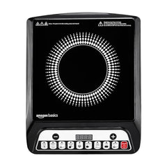 Amazon Basics 1600W Induction Cooktop | 7 Pre-Set Cooking Menus | LED Display | Smart Push Buttons I Energy Efficient, Auto Cut-off, 20A IGBT & 4KV Surge Protection I Black