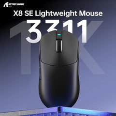 ATTACK SHARK X8SE Mouse for Large Hand, 55 g Superlight, PixArt PAW3311 Gaming Sensor, BT/2.4G Wireless/Wired, Adjustable DPI up to 25000, 500 mAh Battery (Black)