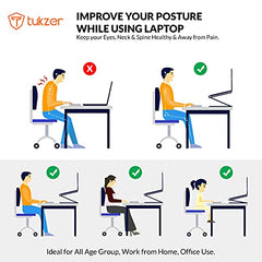 Tukzer (Imported Foldable Laptop Stand Riser for Laptop, MacBook, Notebook & Tablets up to 17 Inch, 7 Level Height Angle Adjustment, 2X Stronger M-Shape Aluminum Silicone Pads Air Ventilation-Black