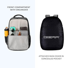 Gear Quantum 3 18"/29L Antitheft Large Faux Leather Water Resistant Laptop backpack with Raincover/Laptop backpack/Casual Backpack/Daypack/Travel Backpack/College Bag For Men/Women(Black-Black)