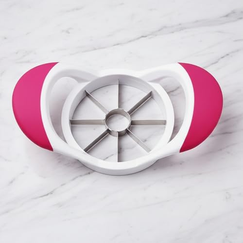 MOMISY Plastic Apple Fruit Slicer, Corer, Cutter, Divider Tool, 8 Stainless Steel Blades (WhiteRoseRed)