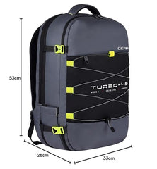 Gear Turbo 21"/45L Large Water Resistant Anti theft Laptop Backpack with Raincover | Backpack | Daypack |Briefcase | Travel Bag For Men/Women (Black - Grey)
