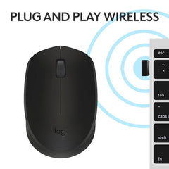 Logitech B170 USB Mouse,12-Months Battery Life, Ambidextrous, PC/Mac/Laptop - Black