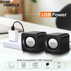 FRONTECH 2.0 Multimedia Speakers with USB Power, AUX Connectivity & Volume Control (SPK-0002BLK)