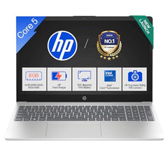 HP 15 (i5 14th Gen), Intel Core 5-120U, 16GB RAM, 512GB SSD, FHD, Anti-Glare, 15.6''/39.6cm, Win11, M365 Basic(1yr), Office24, Silver,1.59kg, fd0664TU, FHD Camera w/Shutter, Backlit Laptop