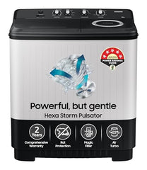 Samsung 10.5 kg, 5 star, Semi-Automatic Top Load Washing Machine (WT10C4260GG/TL, Air Turbo Drying, Light Gray,)