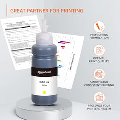 Amazon Basics Compatible Ink Refill Kit for Epson L130,L360,L380,L361,L565,L210,L220,L310,L350,L355,L365,L385,L405,L455 and L485 Printers | Vivid Color Matching Multi-Color Pack(C/M/Y/Bk - 70g x 4)