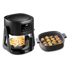 Acerpure Air Fryer | 100% Glass Bowl | 90% Less Oil | 5.5L Air Fryer + 2.5L Cooking Pot | Air Fry, Toast, Reheat, Grill, Cook | 360° TurboHeat Technology | Preset Modes | 1500 Watts | Black