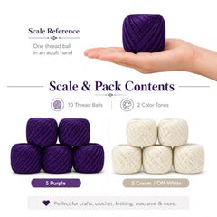Crochet Cotton Thread Yarn Combo, 10 Rolls for Knitting, Crochet, Embroidery and Craft Making, Soft Decorative Thread for Handmade DIY Projects, Yellow & Green